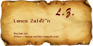 Lencs Zalán névjegykártya