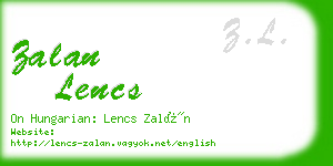 zalan lencs business card